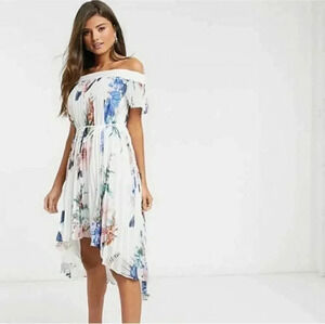 Ted Baker luner jamboree pleated off the shoulder maxi dress
